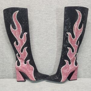 NWT Gianni Bini Zander Rhinestone Flame Pointed Toe Tall Boots sz 7